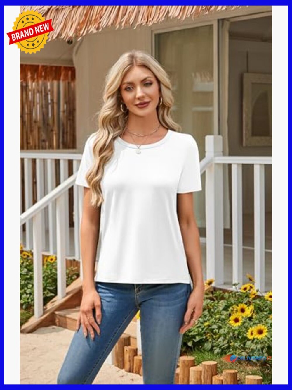 Summer Casual Short Sleeve T-Shirt with Side Split, Loose Fit - Picture 2 of 7
